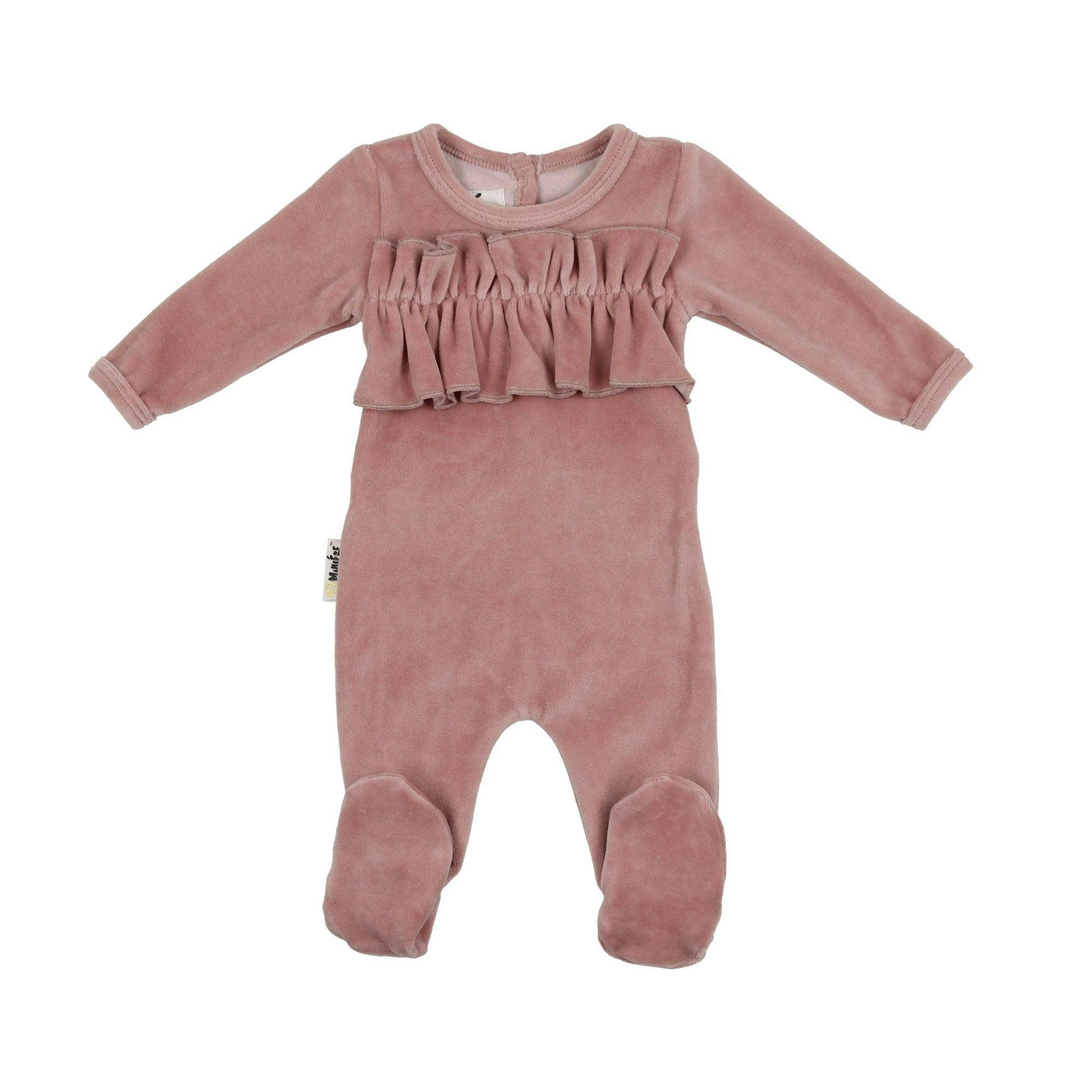 Velour Chest Ruffle Footie