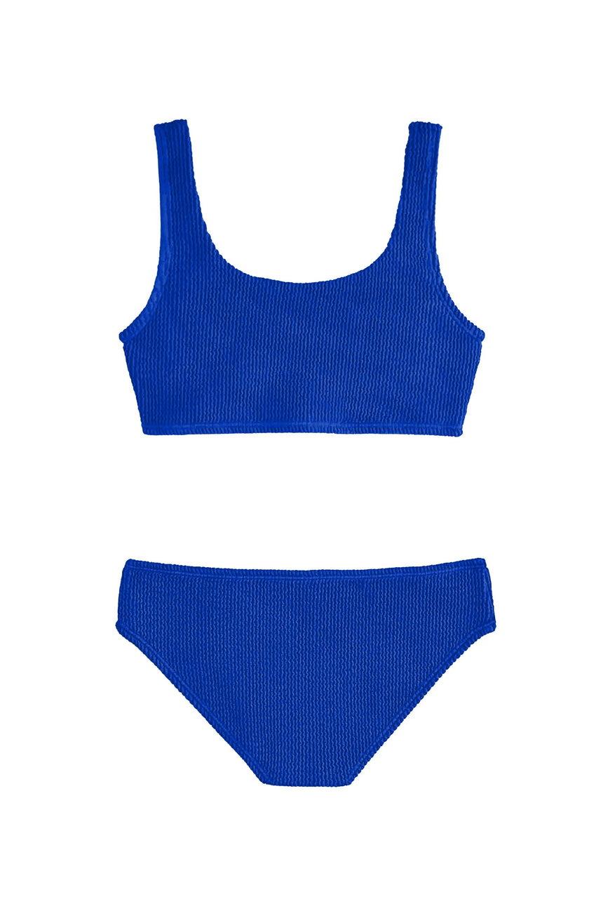 Fay Crinkle Tankini Two Piece Swimsuit - Blue