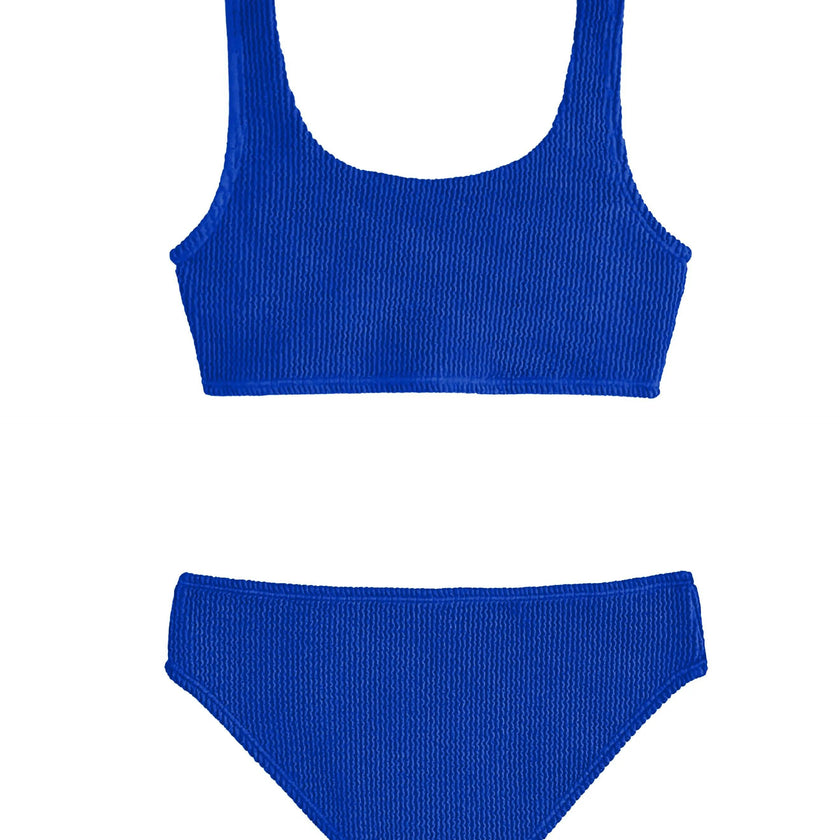 Fay Crinkle Tankini Two Piece Swimsuit - Blue