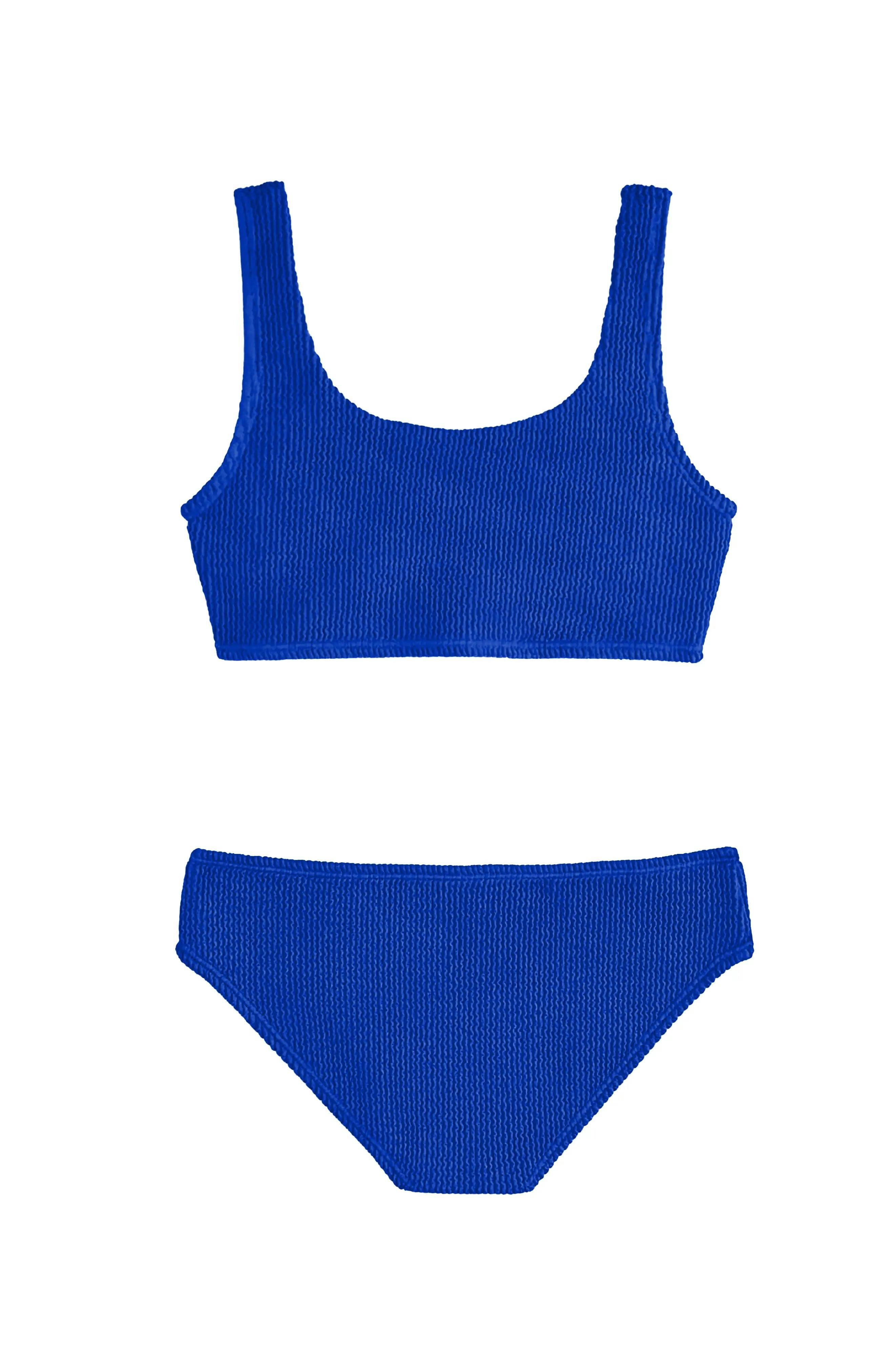 Fay Crinkle Tankini Two Piece Swimsuit - Blue