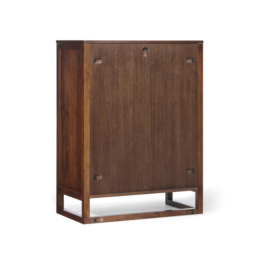 Hatteras Dresser with 4 Rattan Inlay Drawers, Faux Leather Pulls & Deep Storage