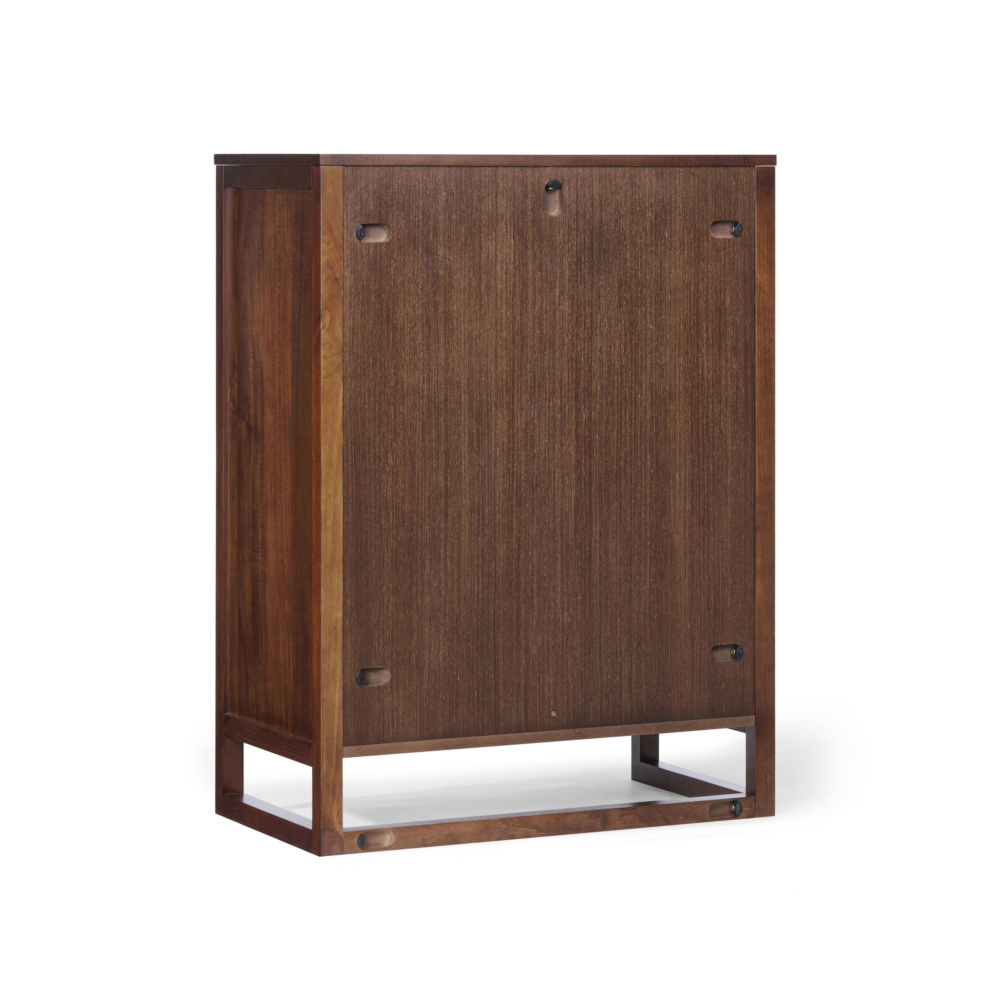 Hatteras Dresser with 4 Rattan Inlay Drawers, Faux Leather Pulls & Deep Storage