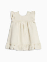 Lorena Seersucker Double Ruffle Sleeve Dress - Dune Stripe