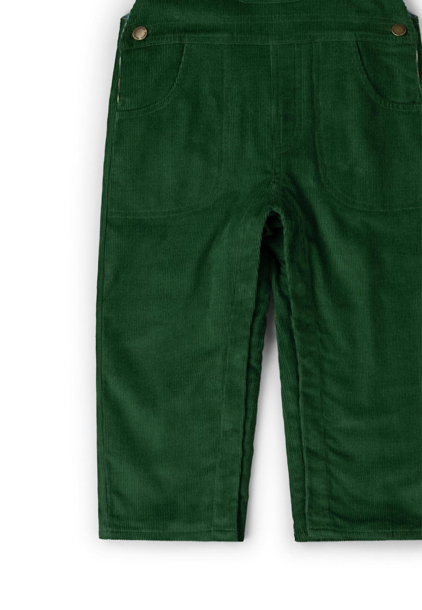 Olive Green Lined Corduroy Dungarees, Green
