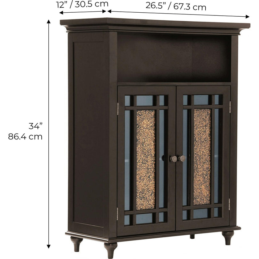 Windsor Wooden Floor Cabinet with Glass Mosaic Doors