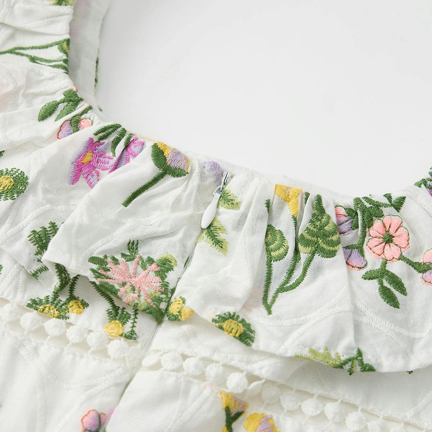 Emely Frill Embroidered Maxi Dress