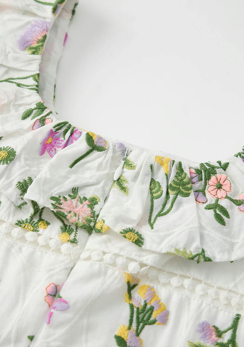 Emely Frill Embroidered Maxi Dress