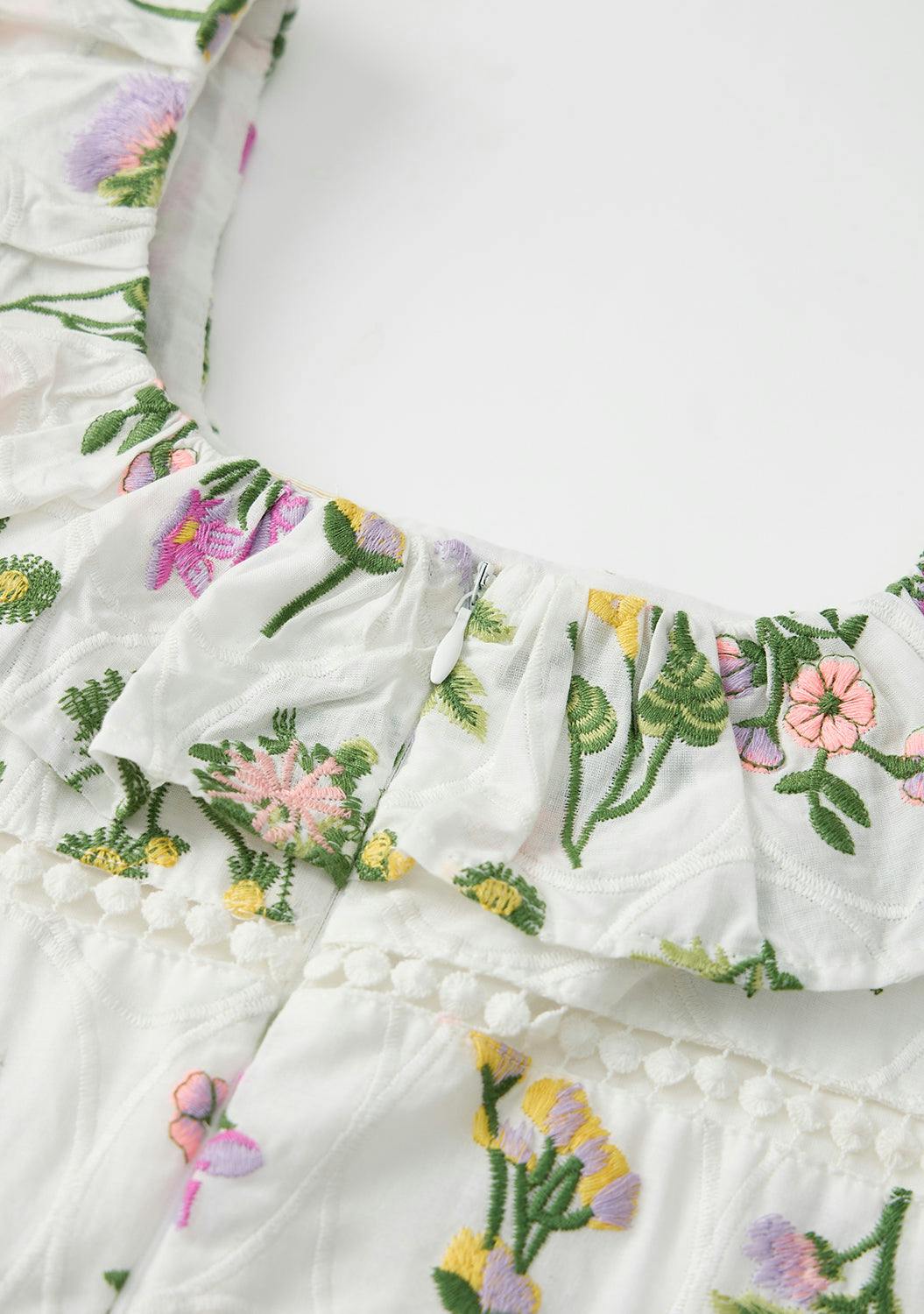 Emely Frill Embroidered Maxi Dress