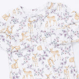 Floral Deer - 2 Way Ruffle Back Zipper Footie