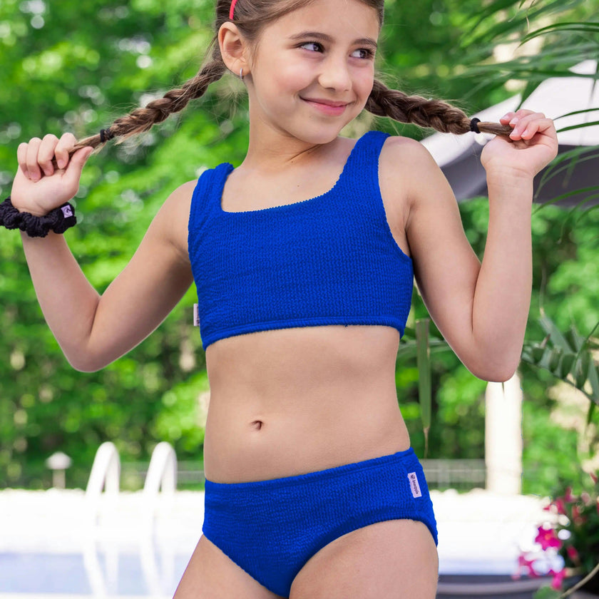 Fay Crinkle Tankini Two Piece Swimsuit - Blue