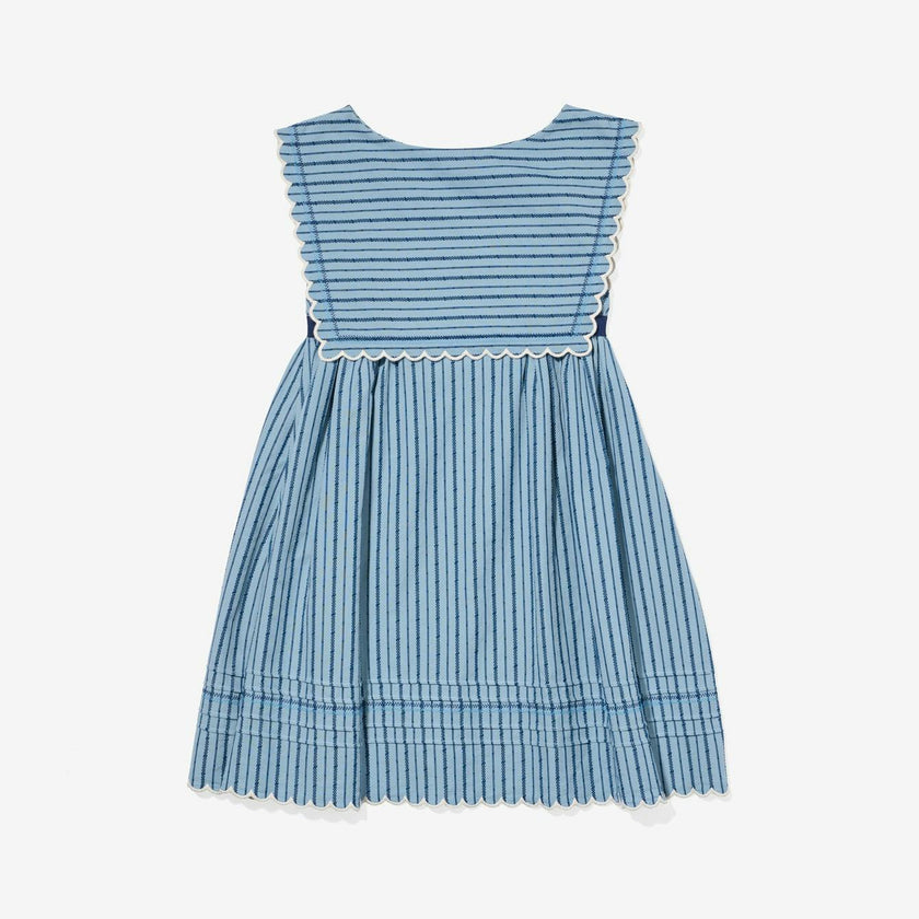 Clairette Dress, Navy Ladder Stripe