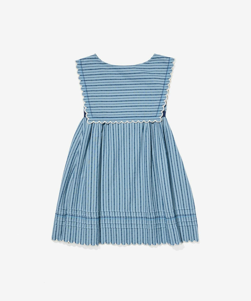 Clairette Dress, Navy Ladder Stripe