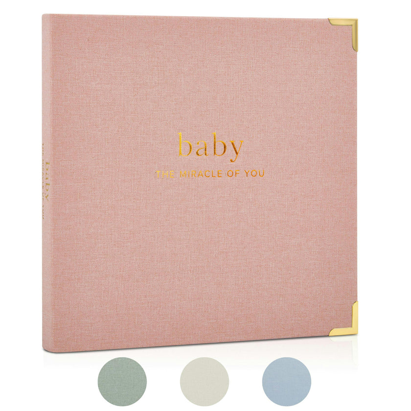 Keepsake Baby Memory Book for Boys and Girls - Timeless First 5 Year Baby Book - Linen Journal Scrapbook & Photo Album - Record Every Milestone Birth to Age 5