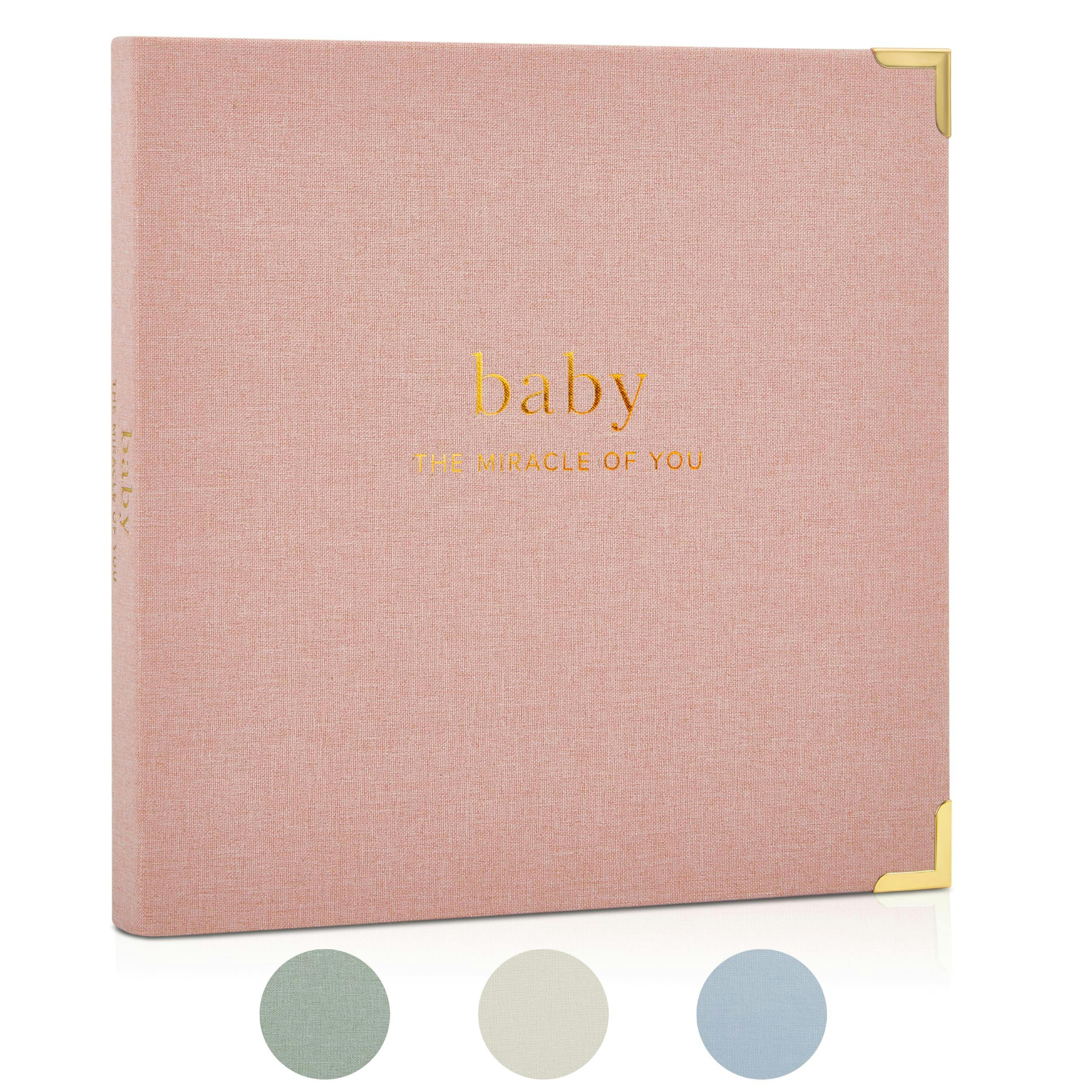 Keepsake Baby Memory Book for Boys and Girls - Timeless First 5 Year Baby Book - Linen Journal Scrapbook & Photo Album - Record Every Milestone Birth to Age 5