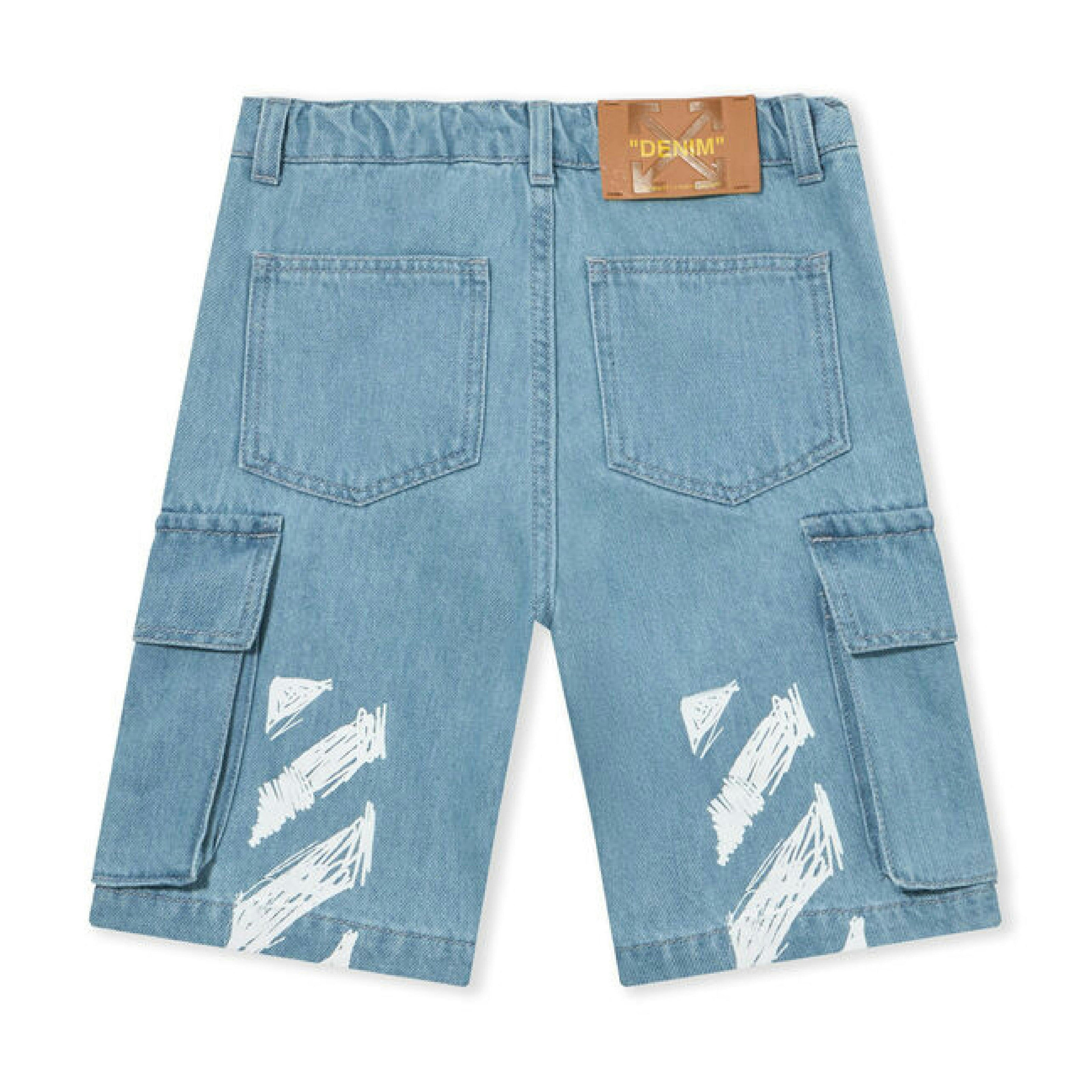 Blue Diagonal Sketch Cargo Shorts