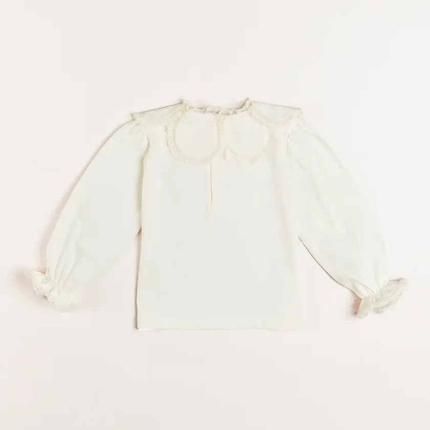 Lace Trim Petal Collar Top in Cream (3-10yrs)