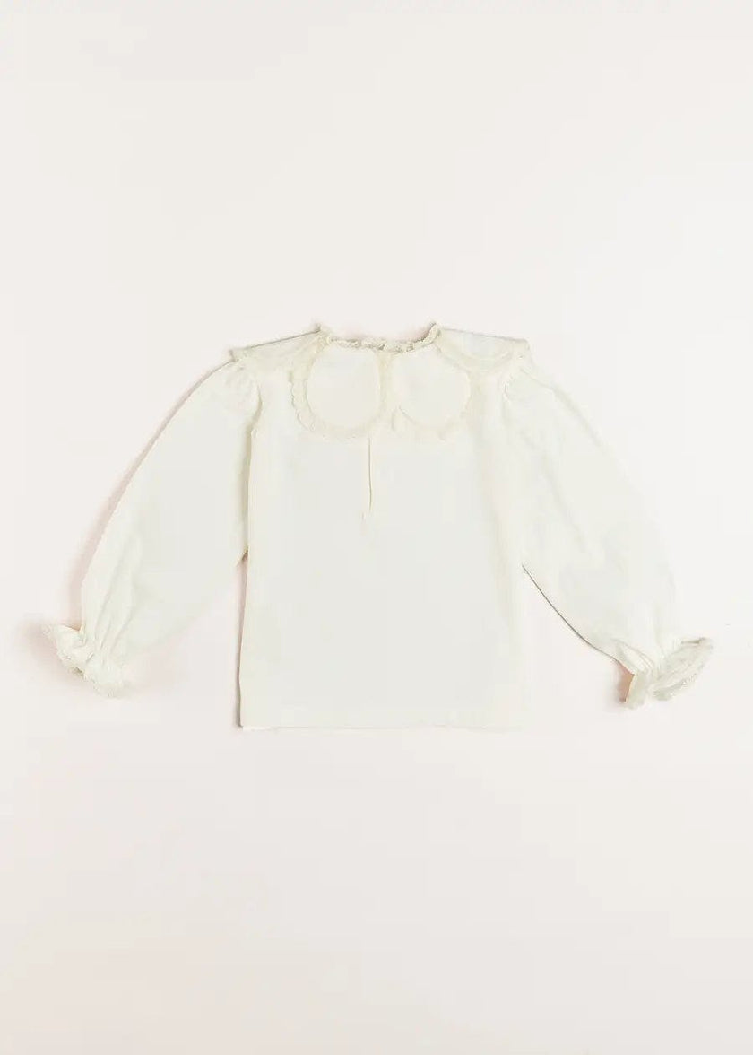 Lace Trim Petal Collar Top in Cream (3-10yrs)