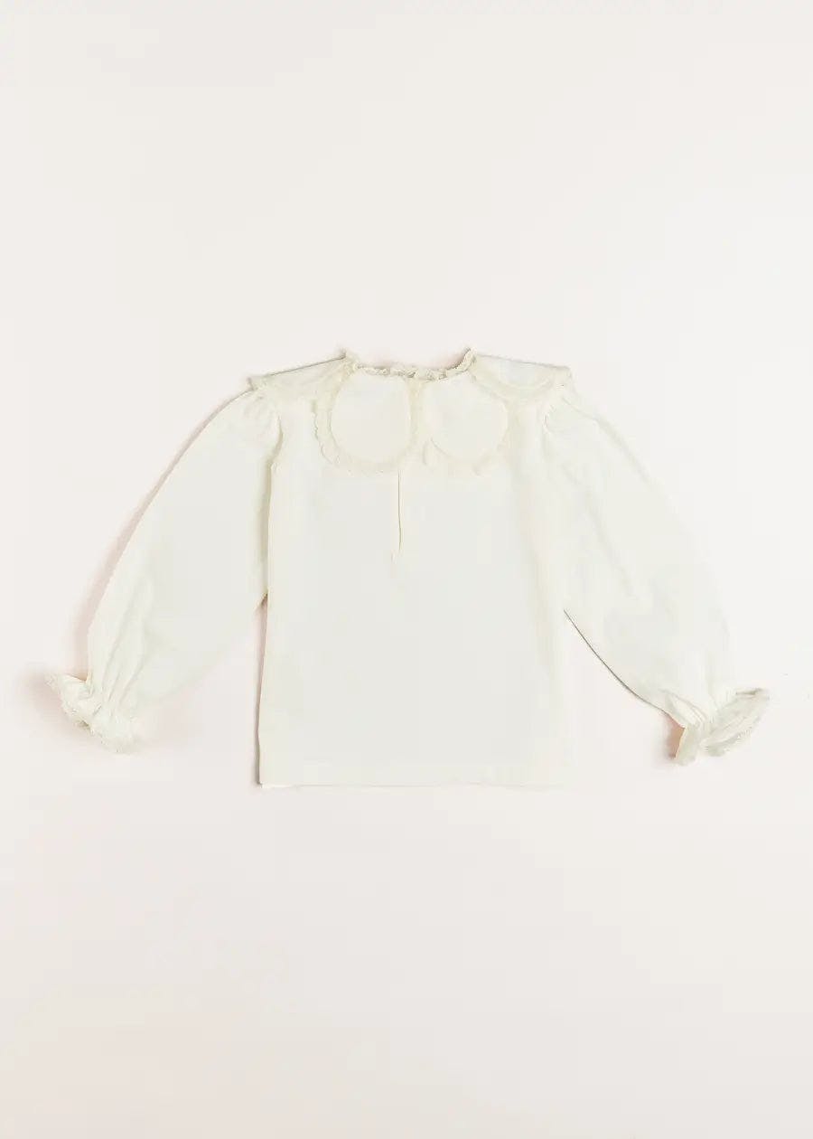 Lace Trim Petal Collar Top in Cream (3-10yrs)