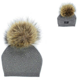 Knit Wool Faux Fur Pom Pom Hat