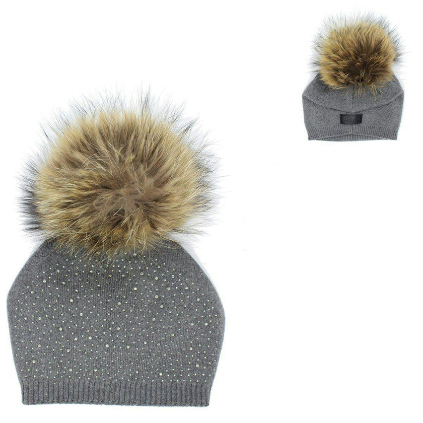 Knit Wool Faux Fur Pom Pom Hat