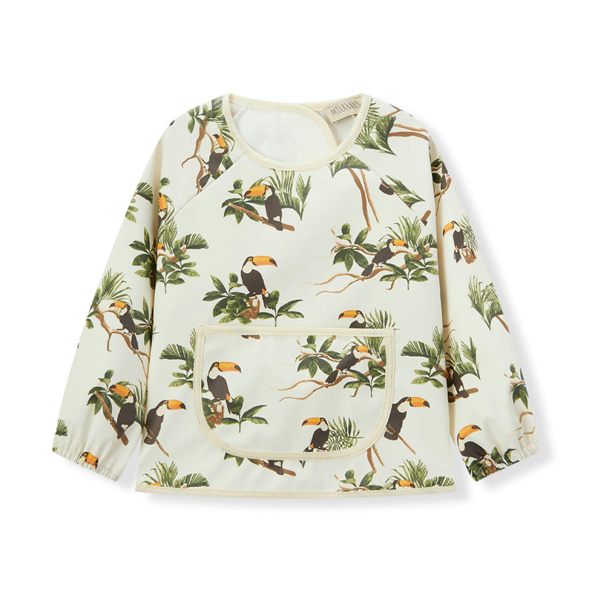 White Long Sleeve Pocket Bib