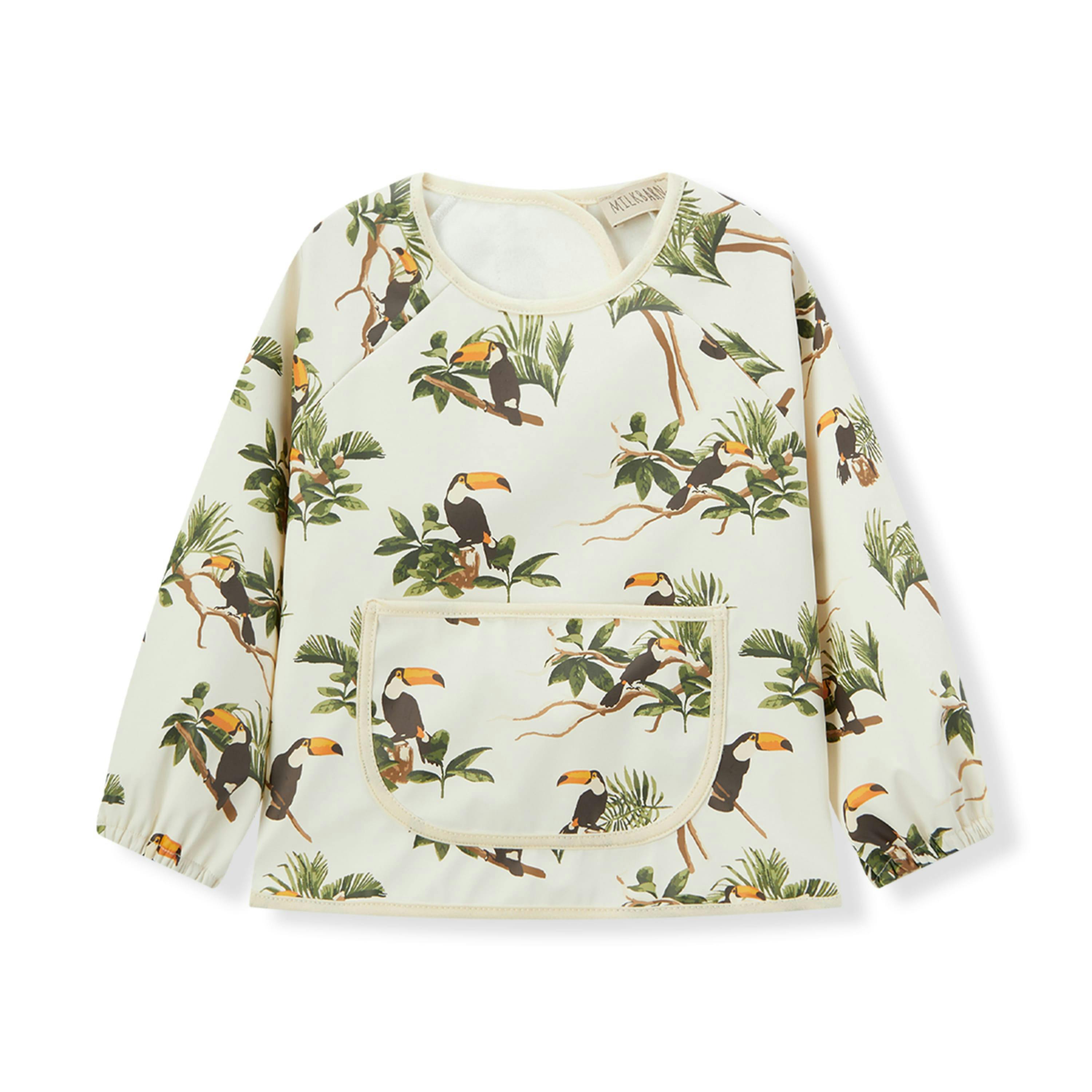 White Long Sleeve Pocket Bib