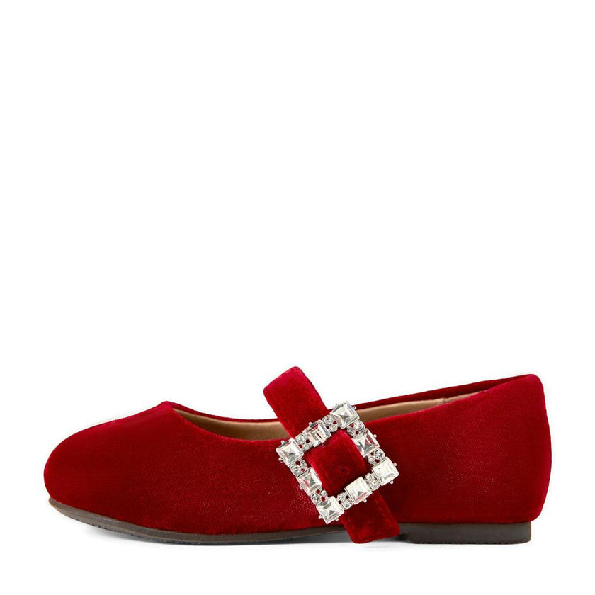Amanda Velvet Wide Strap Square Buckle Mary Jane Shoes