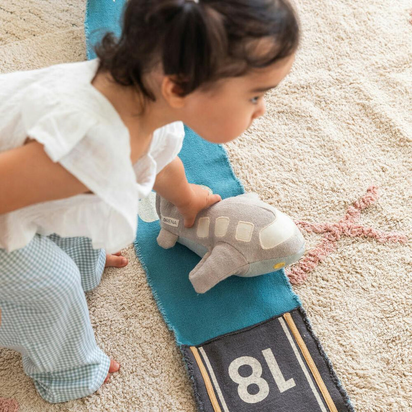 Ride & Roll Airplane Canvas Playmat Set