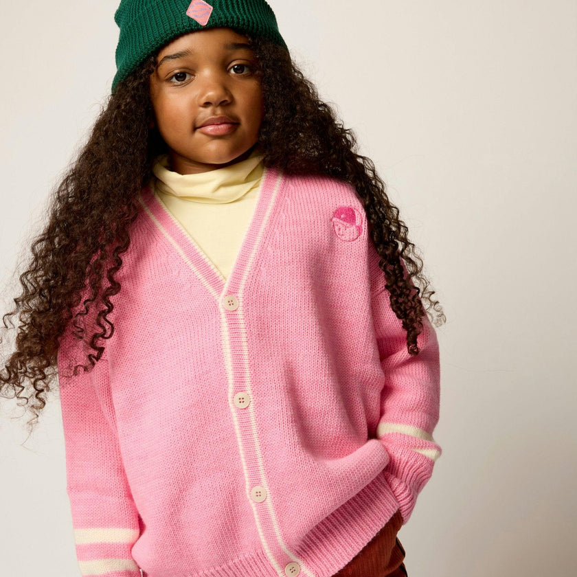 Wool Classroom Cardigan in Bubblegum Pink