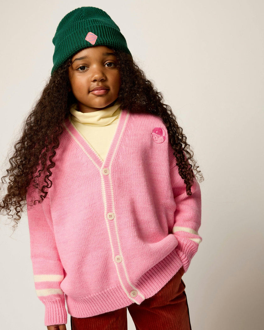 Wool Classroom Cardigan in Bubblegum Pink
