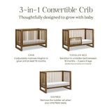 Nantucket 3-in-1 Convertible Crib w/Toddler Bed Conversion Kit in Natural Walnut