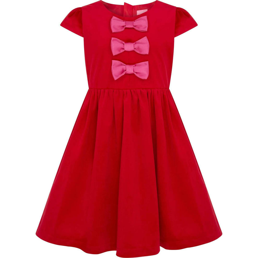 Joy Velvet & Satin Bows Girls Party Dress