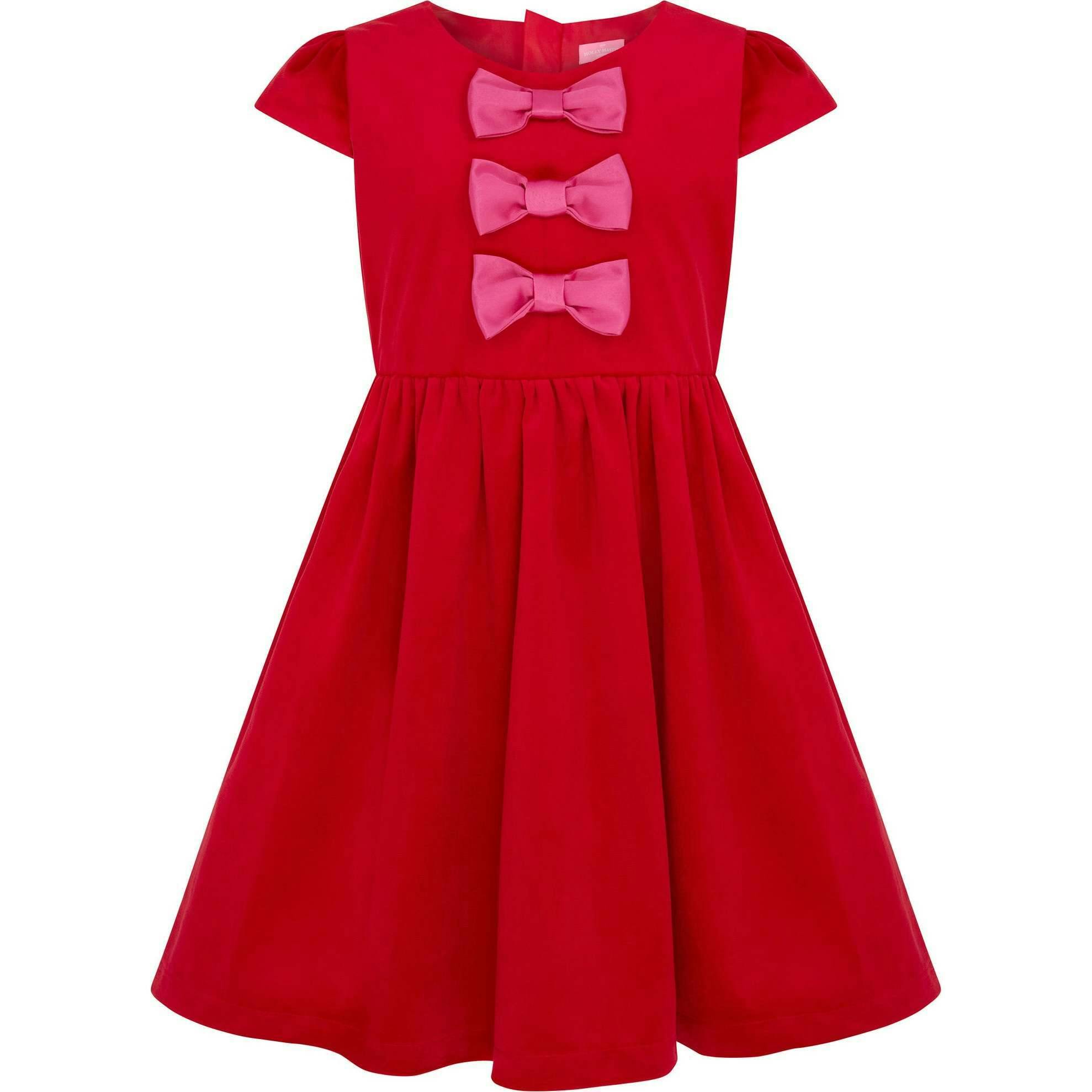 Joy Velvet & Satin Bows Girls Party Dress