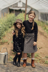 Embroidered Velour Dress Black