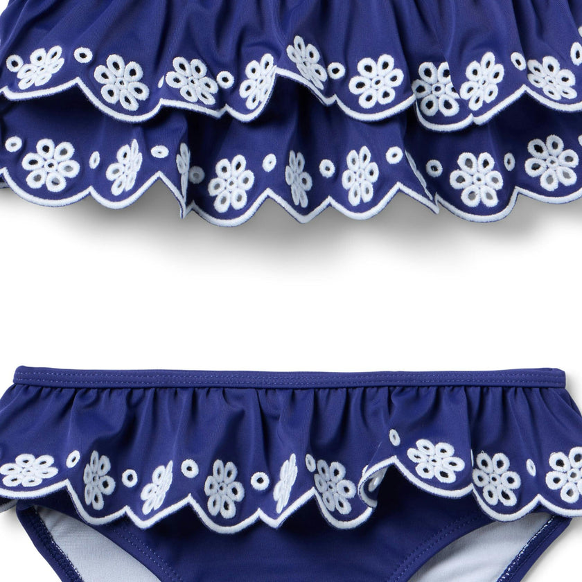 Recycled Eyelet Ruffle 2-Piece Swimsuit