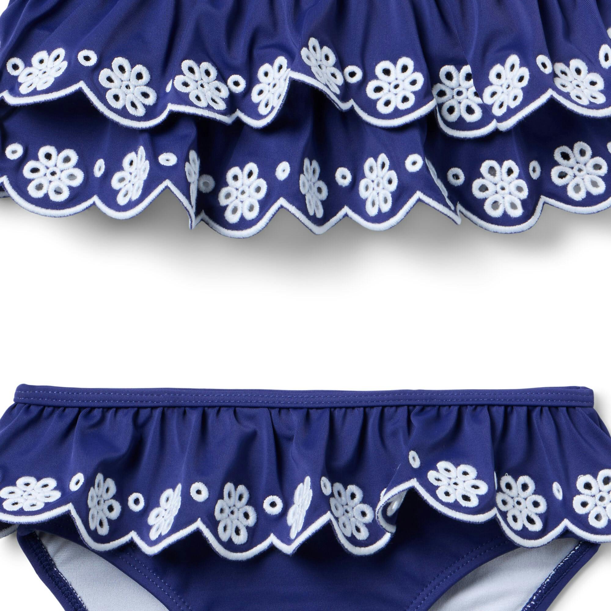 Recycled Eyelet Ruffle 2-Piece Swimsuit
