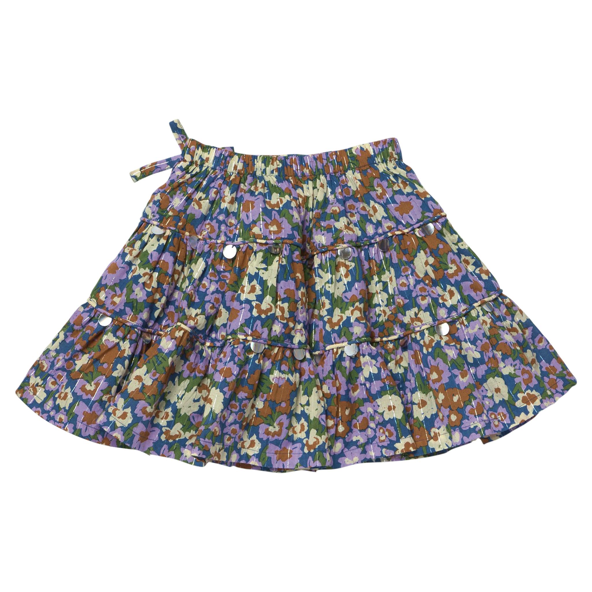 Girls Allie Skirt - True Blue Sketched Floral
