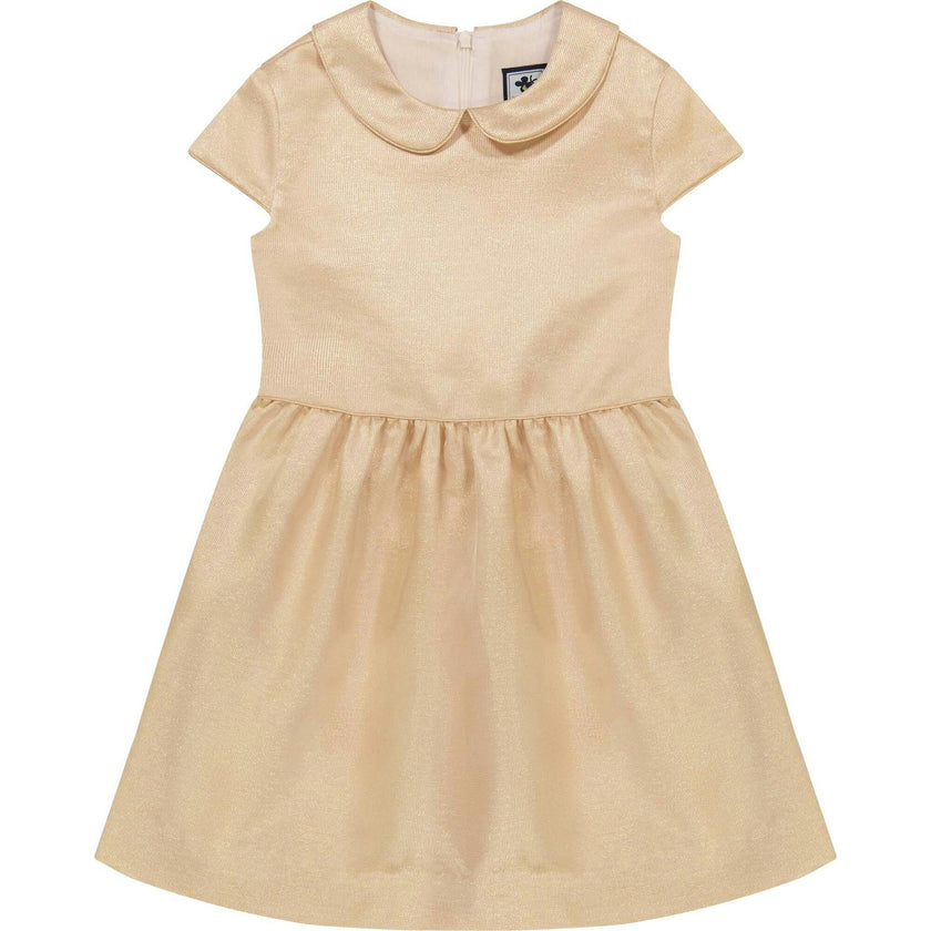 Anna Girls Cap Sleeve Dress, Gold