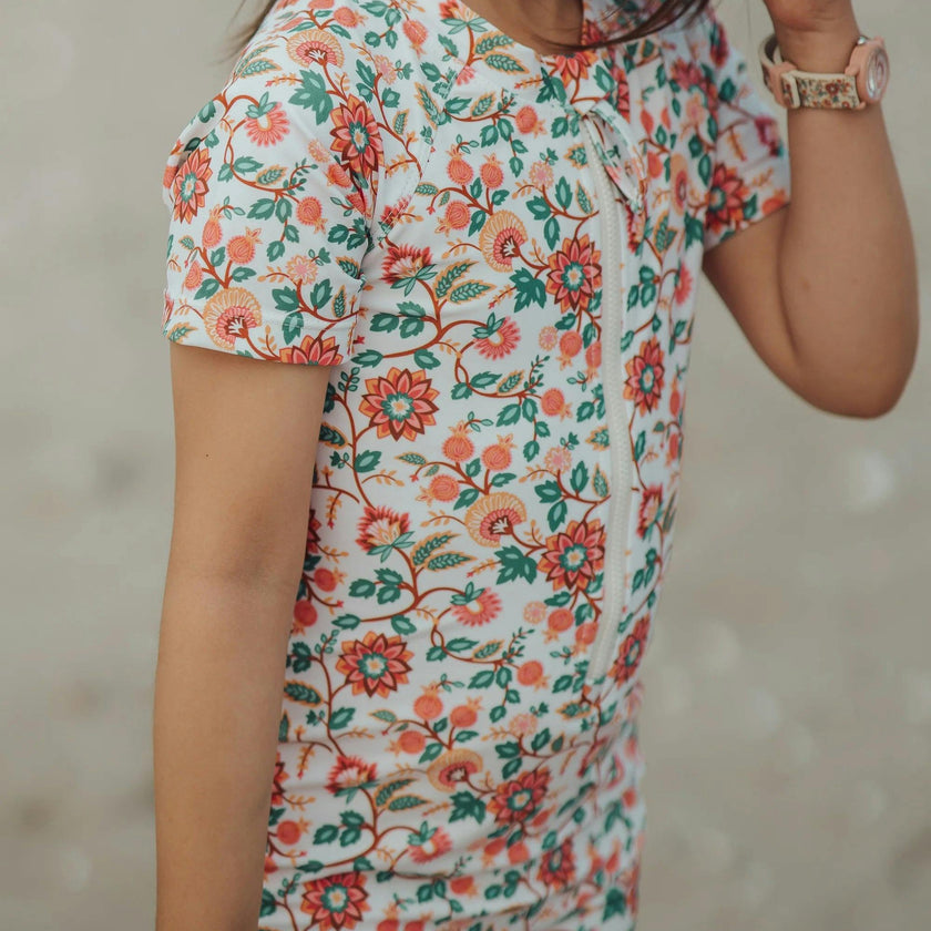 Short Sleeve Rashguard Swimsuit | UPF + Recycled - In Bloom