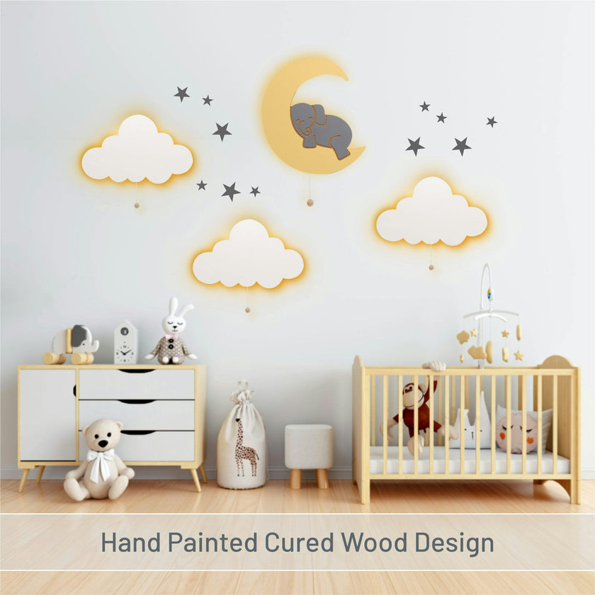 LumiDreams Wall Light - Kid's Decor Nightlight Elephant on Moon
