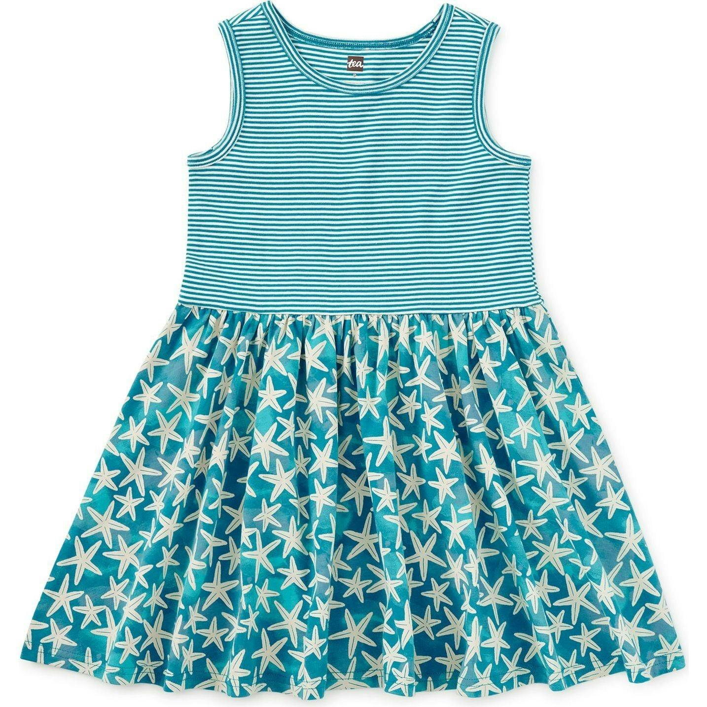 Print Mix Tank Skirted Dress, Orange