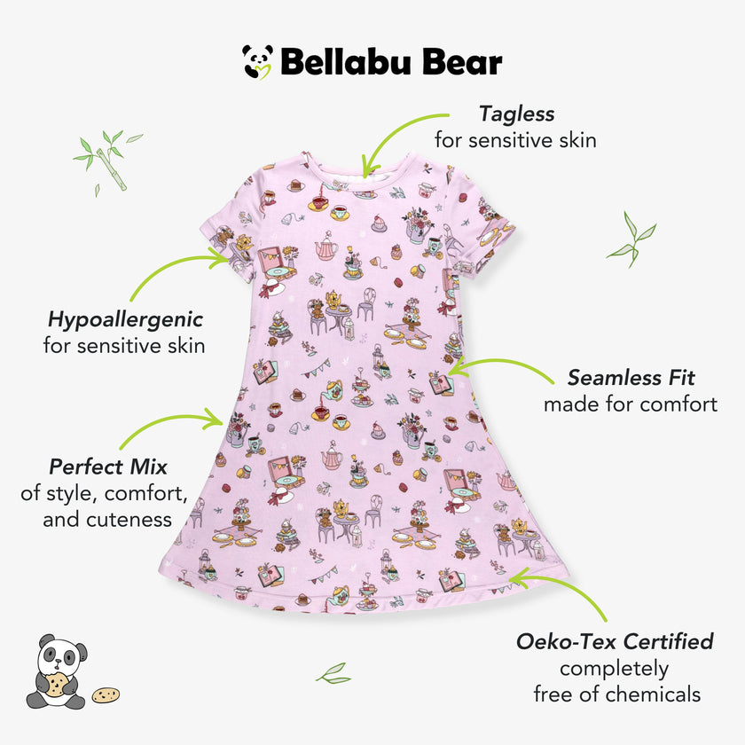 Tea Party Bamboo Girls' Short Sleeve Dress