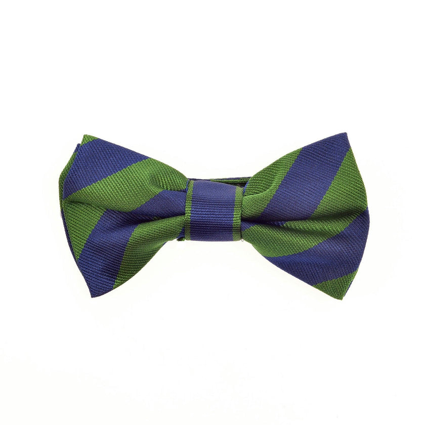 Henley Silk Bow Tie - Blue & Green Varsity Stripes