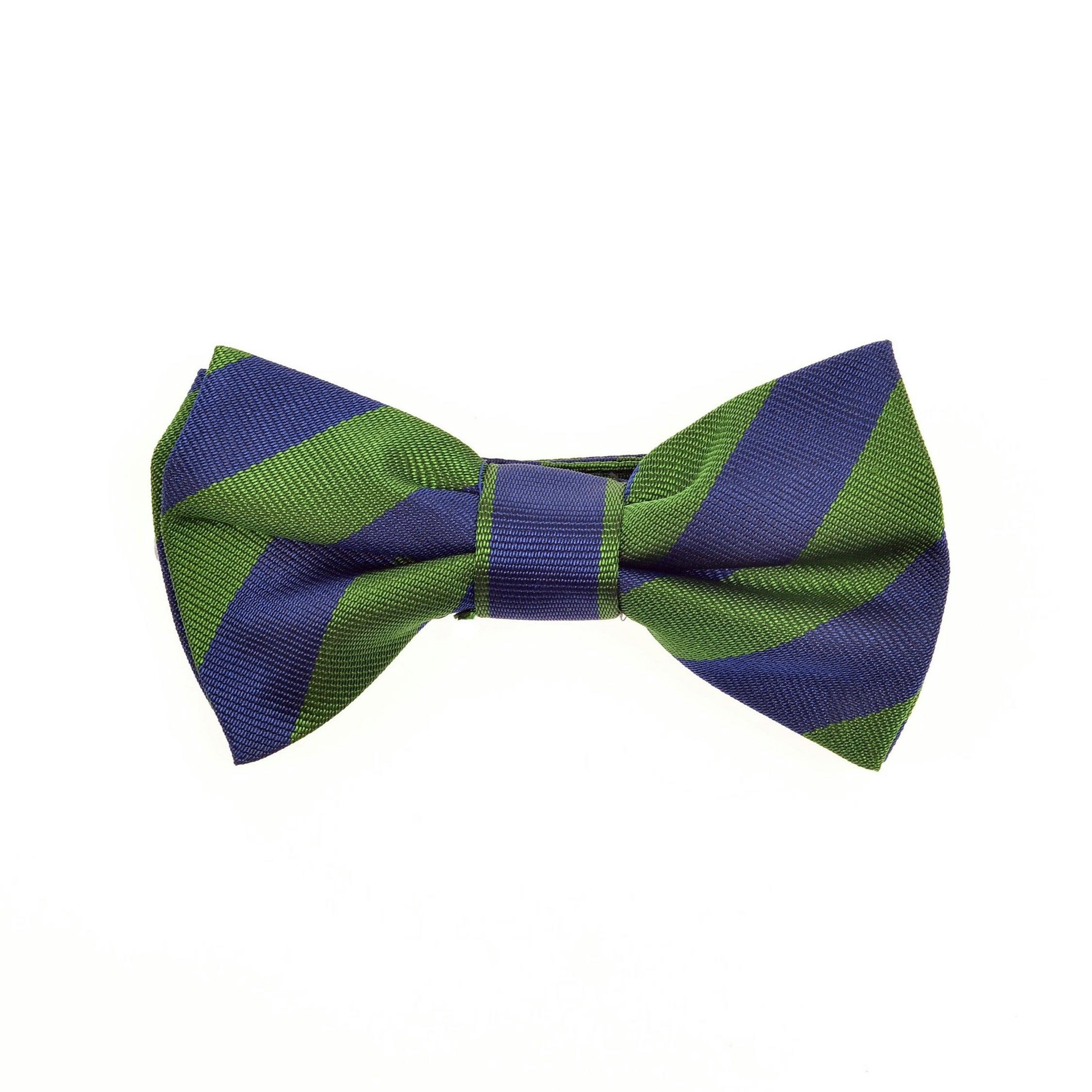 Henley Silk Bow Tie - Blue & Green Varsity Stripes