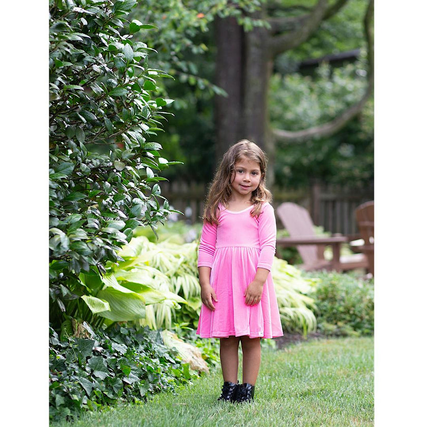Twirly Stretch Velvet Scoop Back Long Sleeve Knit Dress