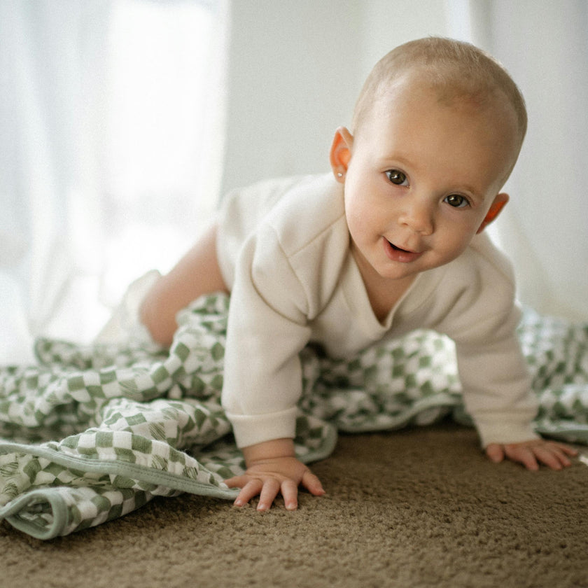 Original Organic Cotton Muslin Quilt - Green Checker