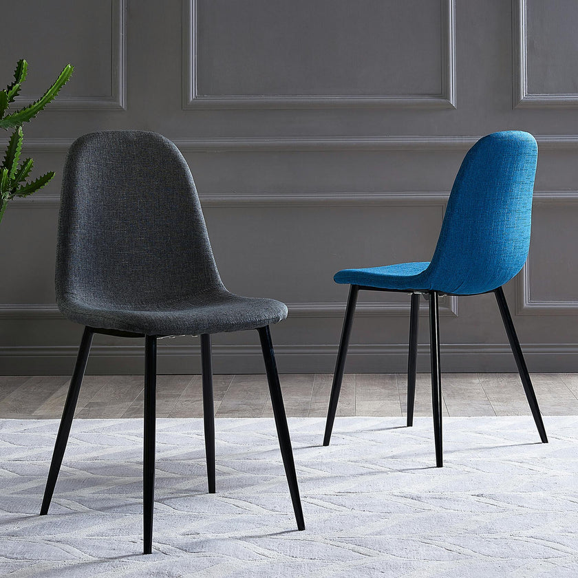 Minimalista Fabric Dining Chair with Black Metal Legs