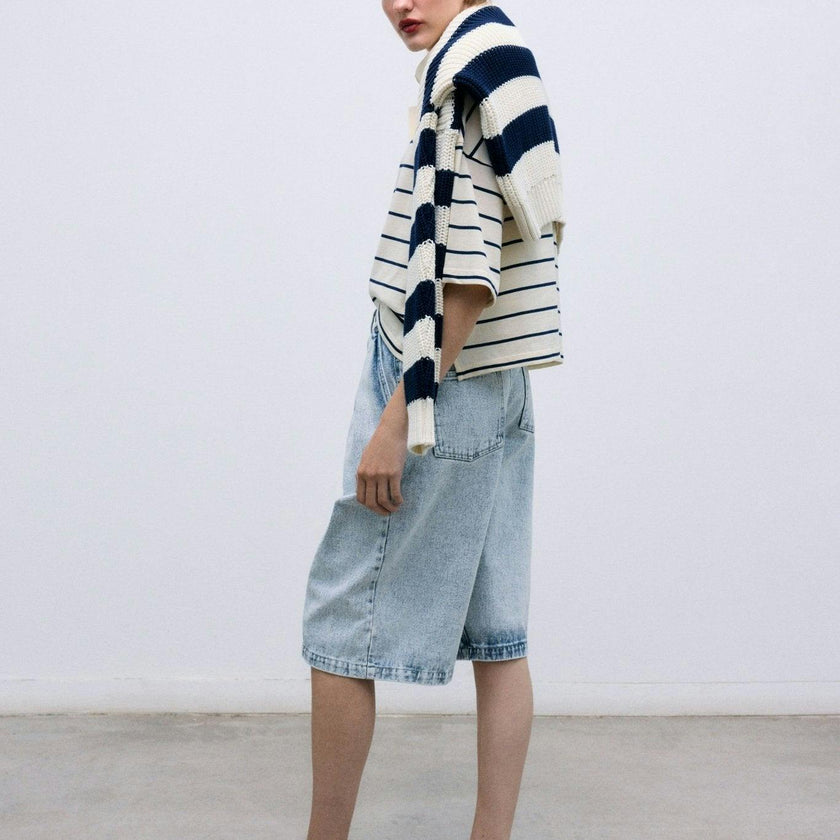 Acacia Woman Polo Ecru Stripes