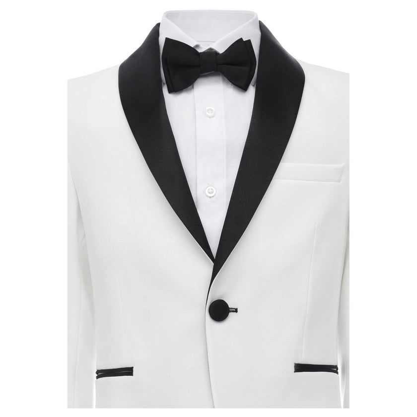 White Suit with Black Shawl Lapel
