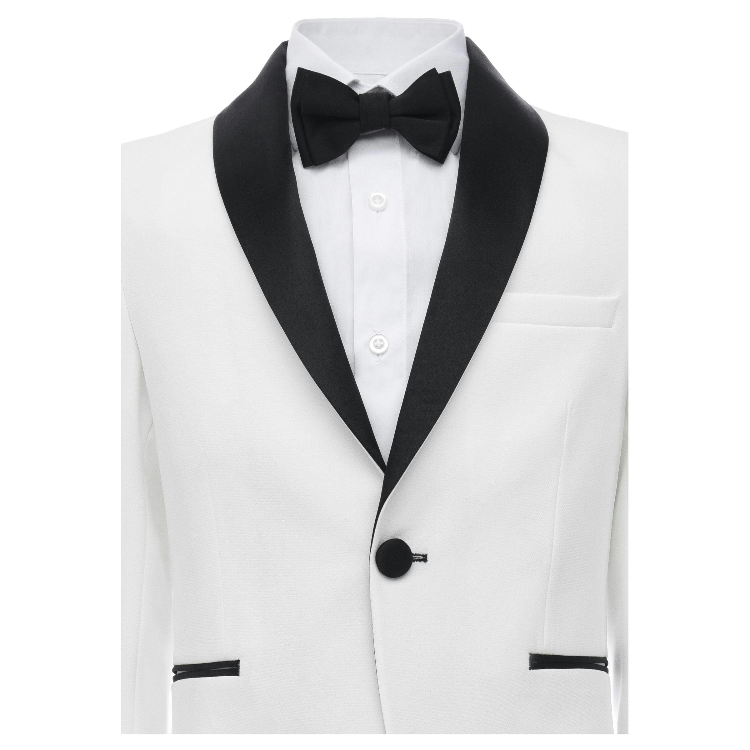 White Suit with Black Shawl Lapel